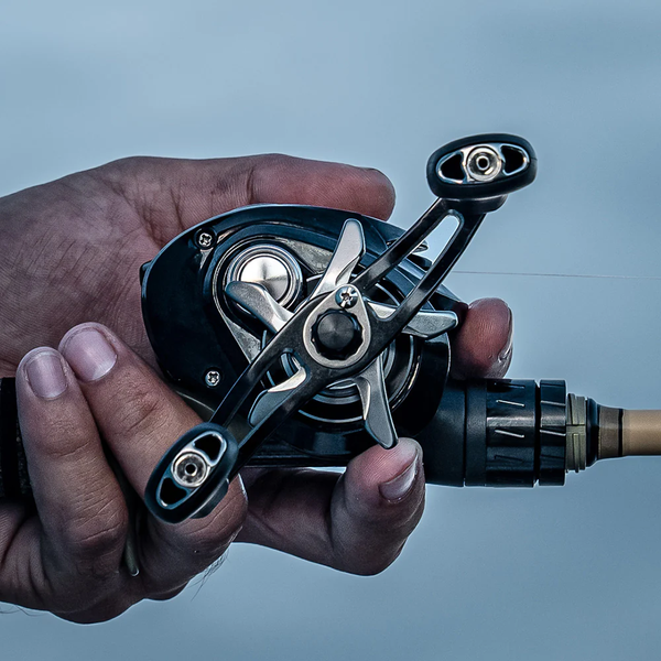 Right-handed reel being held