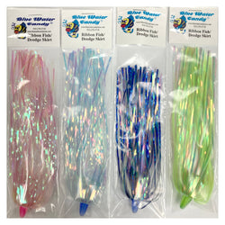 packaged Blue Water Candy Ribbon Fish/Dredge Skirts - Pink, Light Blue, Blue/Pearl, and Lime