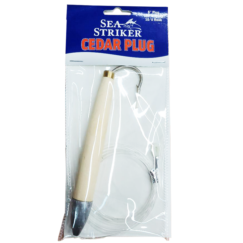 6 Blue/White Cedar Plug With 8/0 Hook– Hunting and Fishing Depot