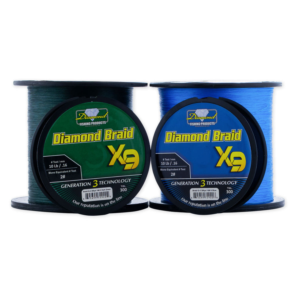 Diamond Braid X9 Gen. 3 - 300 yard Spool – Crook and Crook Fishing,  Electronics, and Marine Supplies